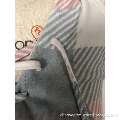 Check hooded drawstring hoodie